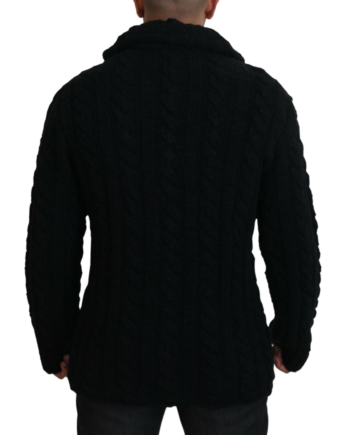 Dolce & Gabbana Black Wool Knit Button Cardigan Sweater