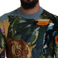 Dolce & Gabbana Multicolor Jungle Wool Pullover Logo Sweater