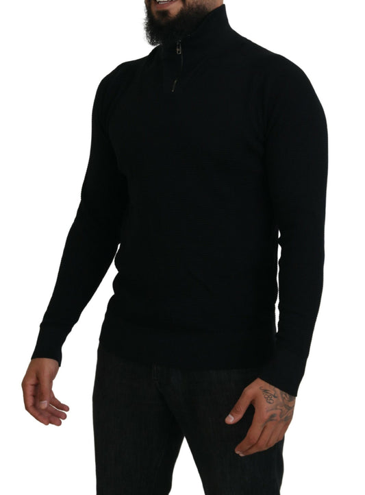 Dolce & Gabbana Black Silk Turtle Neck Pullover Sweater