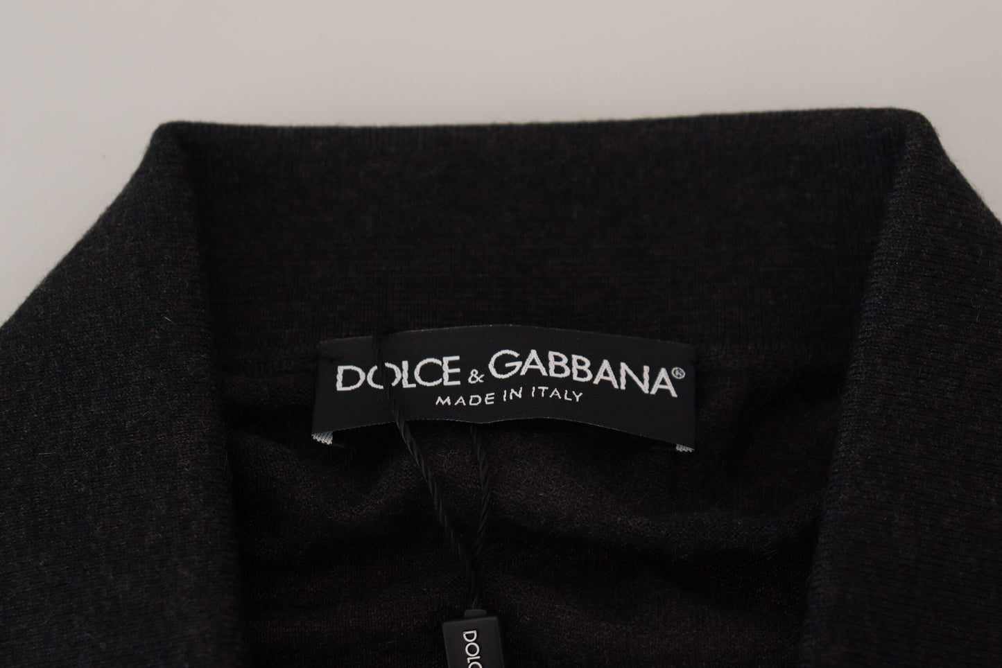 Dolce & Gabbana Black Cashmere Collared Pullover Sweater