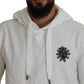 Dolce & Gabbana White Cotton Hooded Sweatshirt Logo Sweater