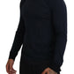 Dolce & Gabbana Blue Cotton Button Crewneck Pullover Sweater