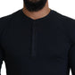 Dolce & Gabbana Blue Cotton Button Crewneck Pullover Sweater