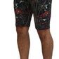 Dolce & Gabbana Black Cotton Volcano Print Casual Shorts