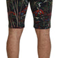 Dolce & Gabbana Black Cotton Volcano Print Casual Shorts