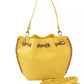 Baldinini Trend Golden Detail Yellow Shoulder Bag