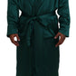 Dolce & Gabbana Green Silk Waist Belt Robe Sleepwear