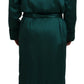 Dolce & Gabbana Green Silk Waist Belt Robe Sleepwear