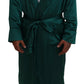 Dolce & Gabbana Green Silk Waist Belt Robe Sleepwear