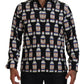 Dolce & Gabbana Black Silk Printed Collared Men Casual Shirt