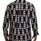 Dolce & Gabbana Black Silk Printed Collared Men Casual Shirt