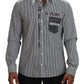 Dolce & Gabbana Black White Striped Printed Casual Cotton Shirt