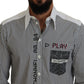 Dolce & Gabbana Black White Striped Printed Casual Cotton Shirt