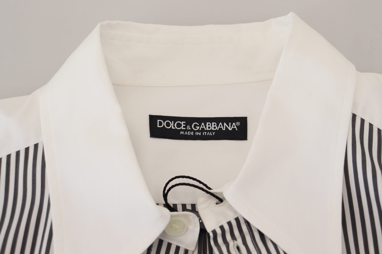 Dolce & Gabbana Black White Striped Printed Casual Cotton Shirt