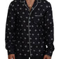 Dolce & Gabbana Black Printed Collared Men Long Sleeve Pajama Top