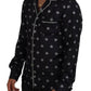 Dolce & Gabbana Black Printed Collared Men Long Sleeve Pajama Top