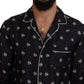 Dolce & Gabbana Black Printed Collared Men Long Sleeve Pajama Top