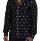 Dolce & Gabbana Black Printed Collared Men Long Sleeve Pajama Top