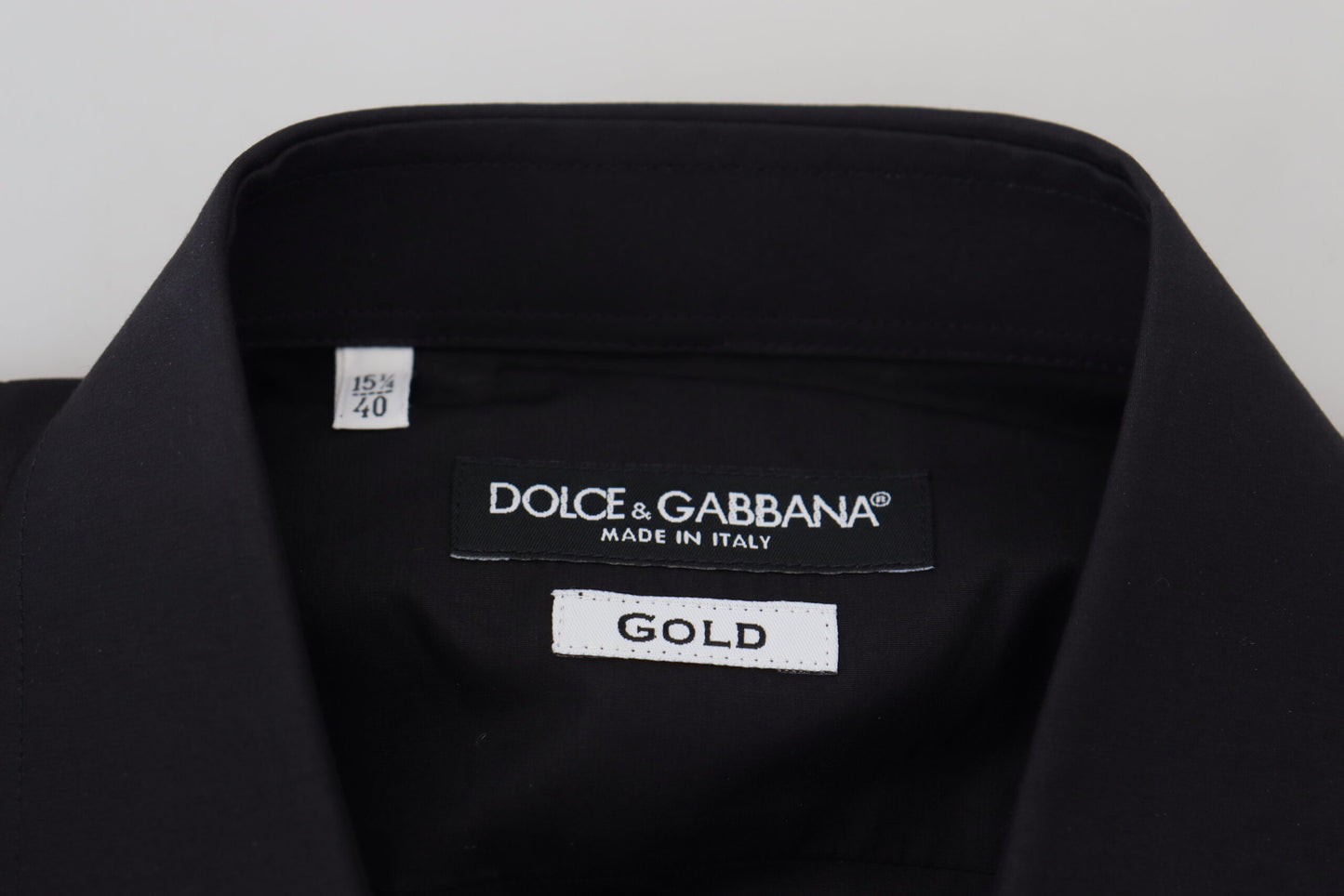 Dolce & Gabbana Black Floral Embroidery Men Long Sleeves GOLD Shirt