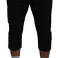 Dolce & Gabbana Black Cotton Elastic Waist DG Logo Cropped Pants