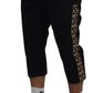 Dolce & Gabbana Black Cotton Elastic Waist DG Logo Cropped Pants