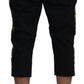 Dolce & Gabbana Black Cotton Elastic Waist DG Logo Cropped Pants