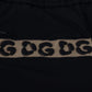 Dolce & Gabbana Black Cotton Elastic Waist DG Logo Cropped Pants