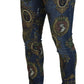 Dolce & Gabbana Blue Heraldic Print Cotton Skinny Denim Jeans