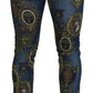 Dolce & Gabbana Blue Heraldic Print Cotton Skinny Denim Jeans