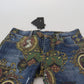 Dolce & Gabbana Blue Heraldic Print Cotton Skinny Denim Jeans