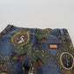 Dolce & Gabbana Blue Heraldic Print Cotton Skinny Denim Jeans