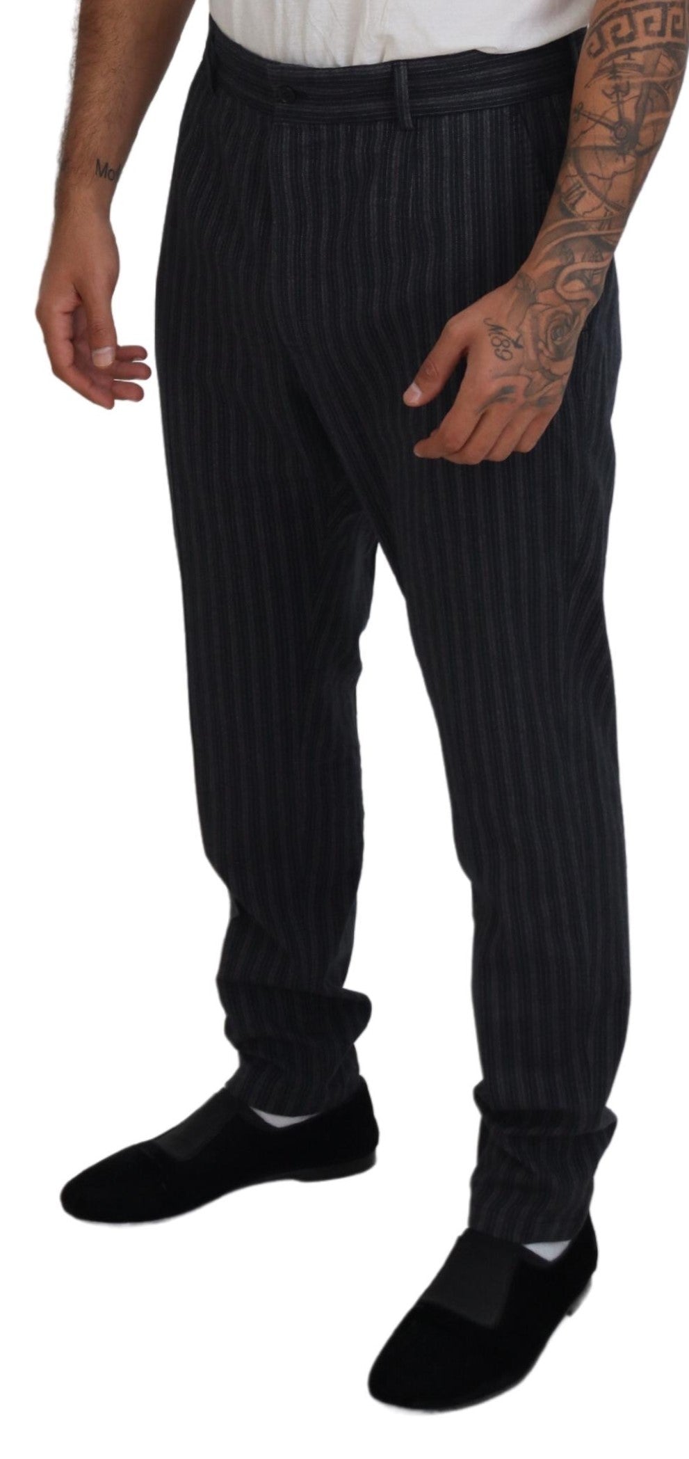 Dolce & Gabbana Dark Gray Stripes Chino Dress Pants