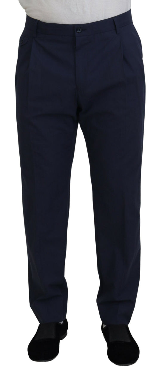 Dolce & Gabbana Dark Blue Cotton Chino Formal Pants