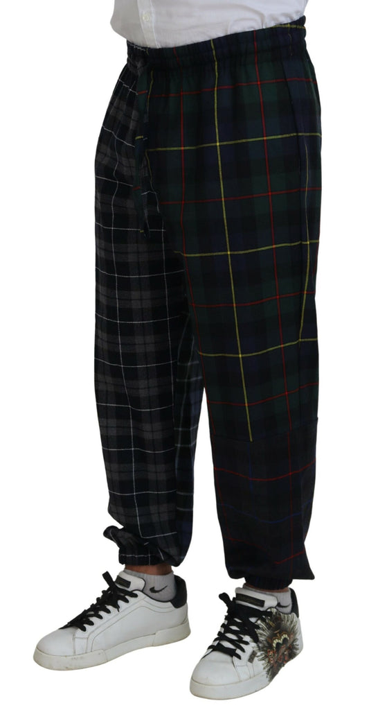 Dolce & Gabbana Multicolor Checkered Wool Men Jogger Pants