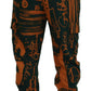 Dolce & Gabbana Multicolor Logo Print Silk Cargo Jogger Pants