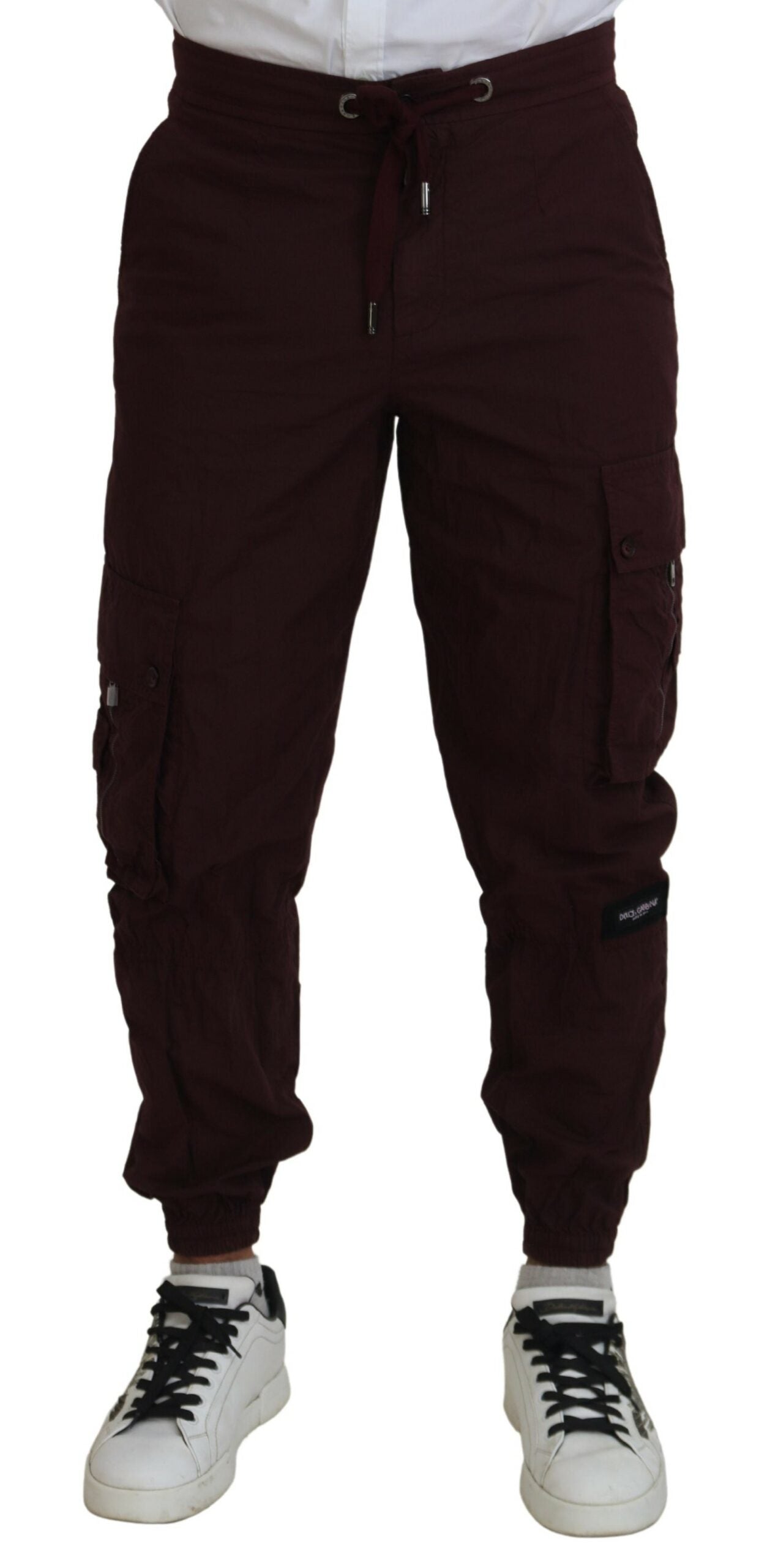 Dolce & Gabbana Bordeaux Cotton Cargo Jogger Sweatpants Pants