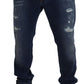 Dolce & Gabbana Blue Tattered Cotton Stretch Slim Denim Jeans