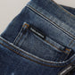 Dolce & Gabbana Blue Tattered Cotton Stretch Slim Denim Jeans