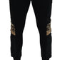 Dolce & Gabbana Black Leopard Skinny Jogger Pants