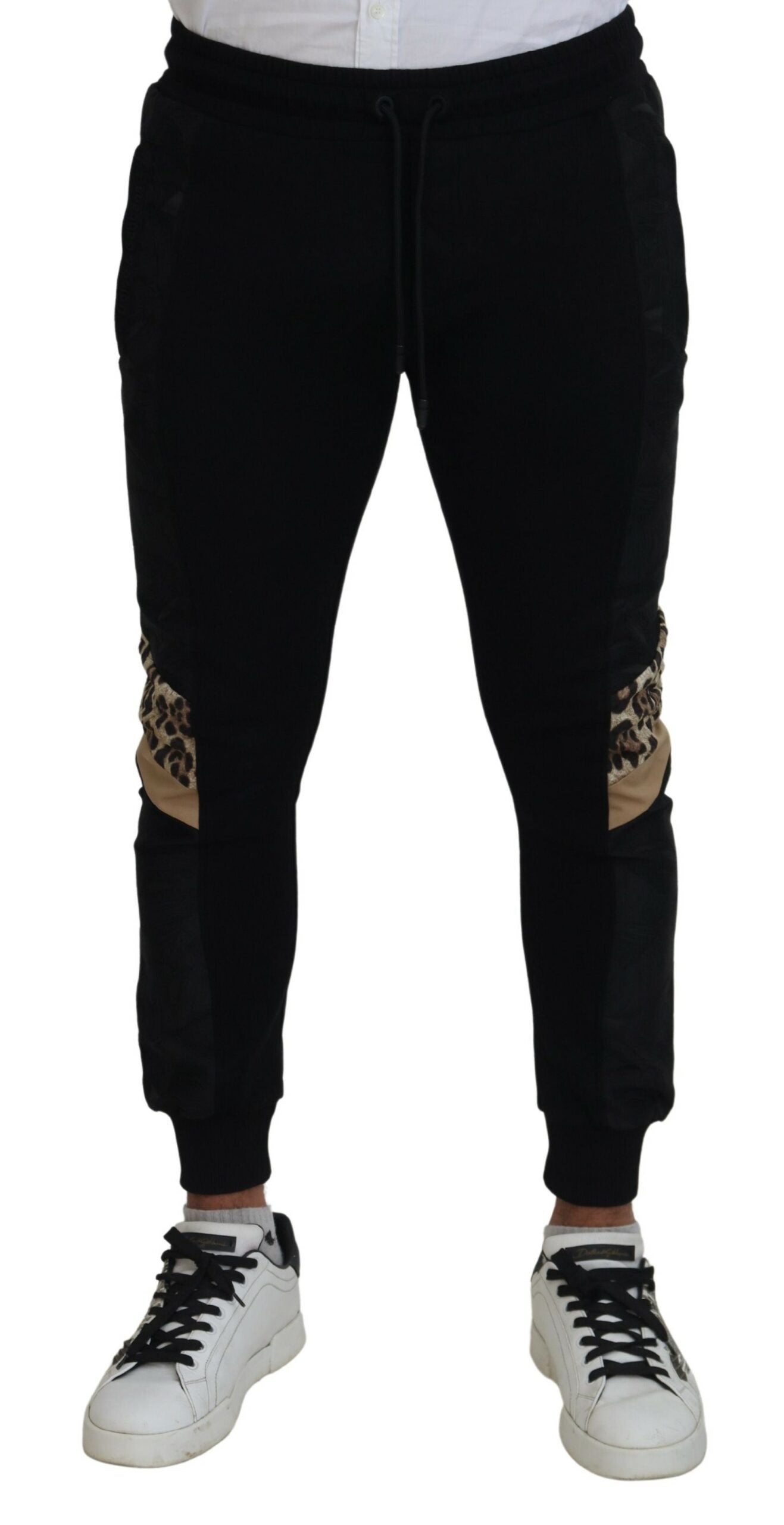 Dolce & Gabbana Black Leopard Skinny Jogger Pants