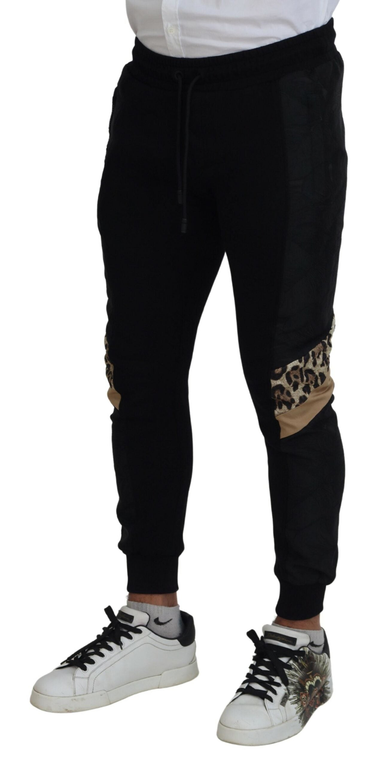 Dolce & Gabbana Black Leopard Skinny Jogger Pants