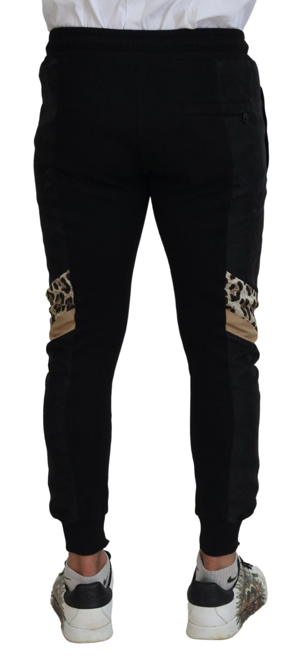 Dolce & Gabbana Black Leopard Skinny Jogger Pants