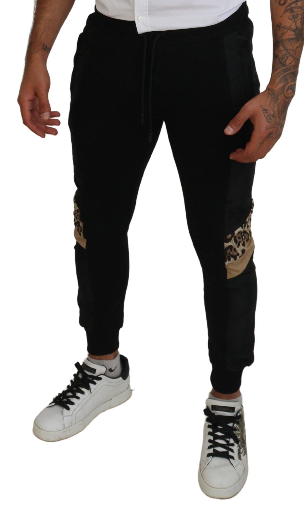 Dolce & Gabbana Black Leopard Skinny Jogger Pants