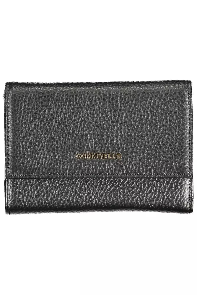 Coccinelle Chic Black Leather Wallet with Multiple Compartments