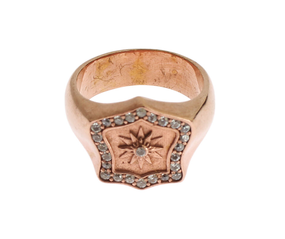 Nialaya Pink Gold 925 Silver Authentic Clear Ring