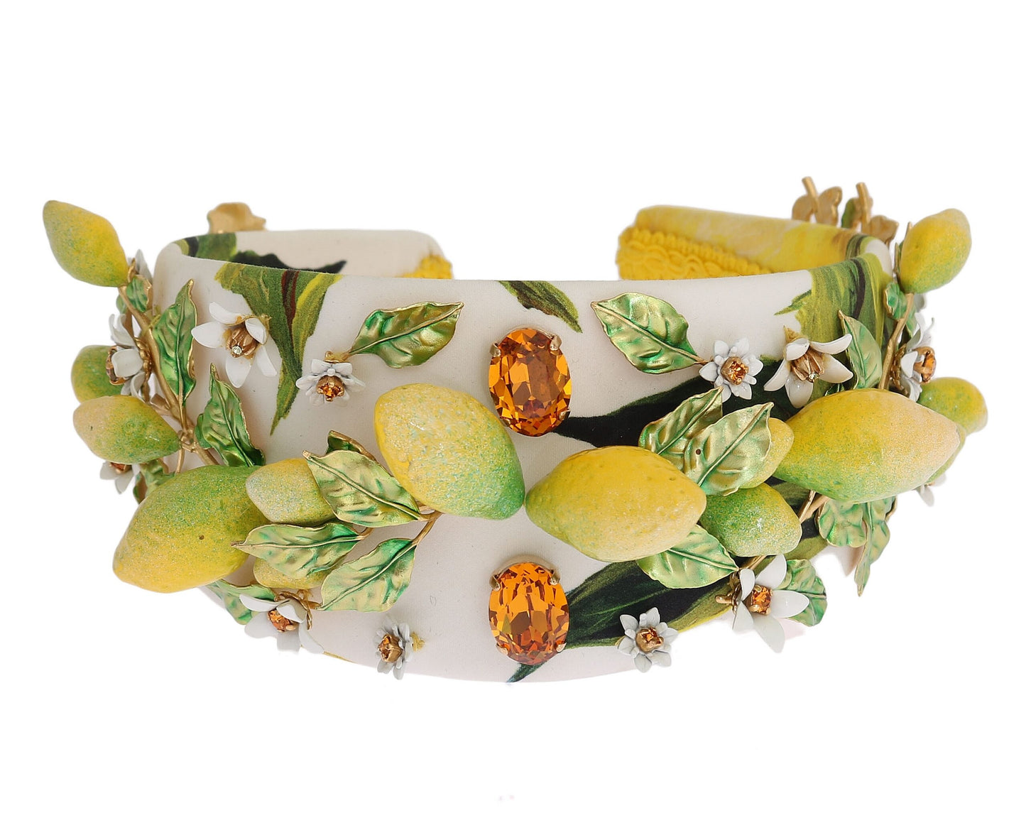 Dolce & Gabbana Yellow Lemons Sicily Crystal Diadem Tiara Headband