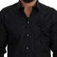 Dolce & Gabbana Black Roses Slim Fit Cotton Shirt