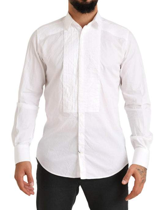 Dolce & Gabbana White GOLD Tuxedo Dress Shirt