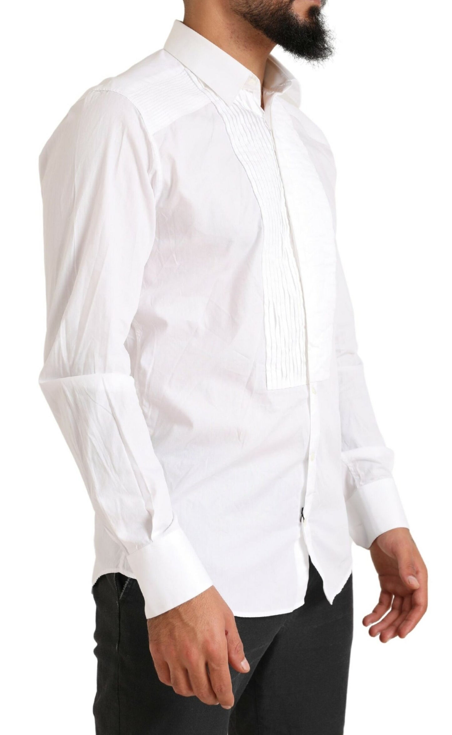 Dolce & Gabbana White GOLD Tuxedo Dress Shirt