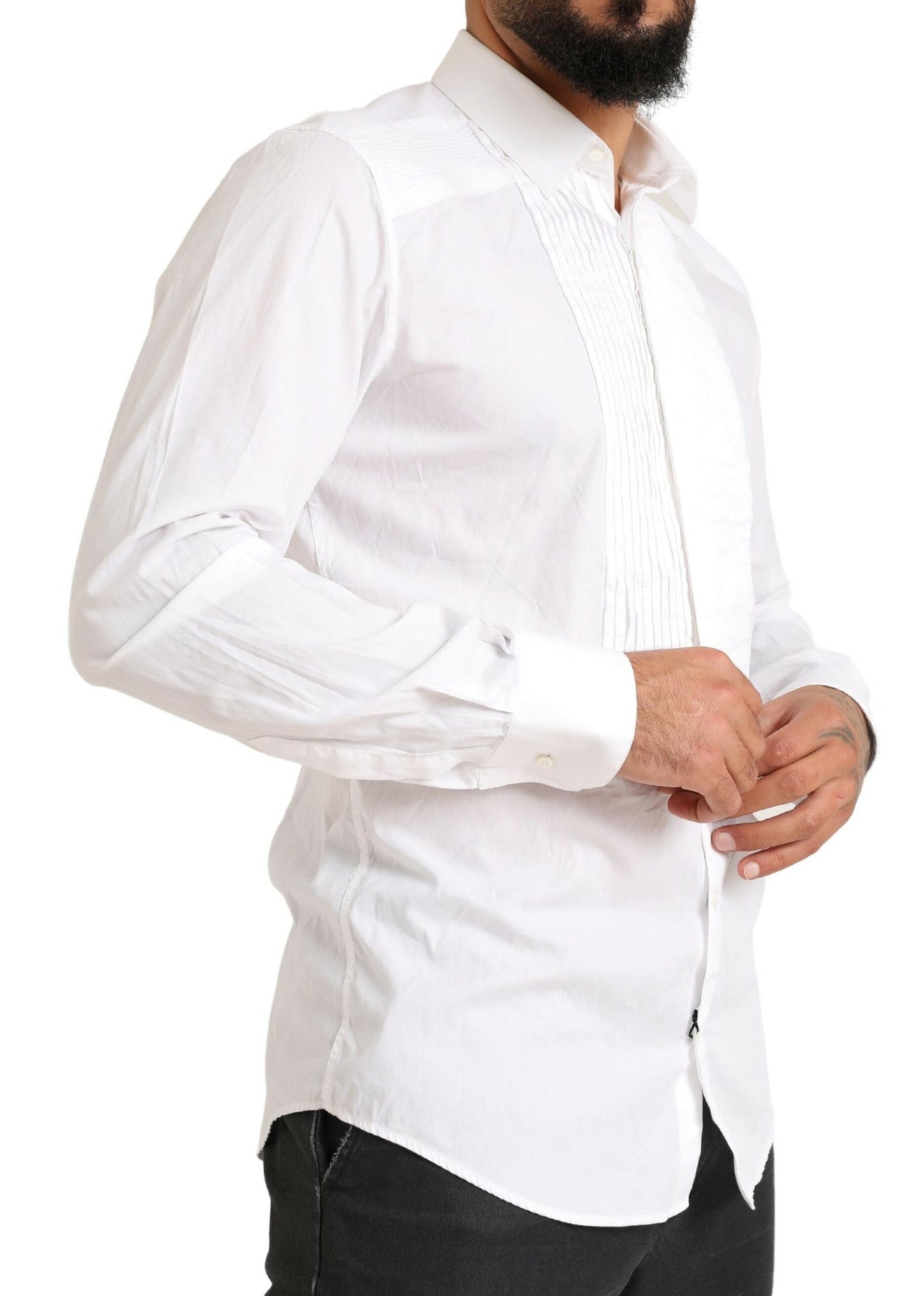 Dolce & Gabbana White GOLD Tuxedo Dress Shirt